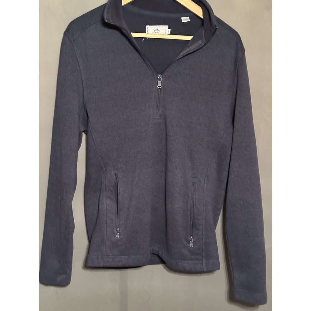 Southern Tide Mens Navy Blue Quarter Zip Fleece Pullover Jacket Small